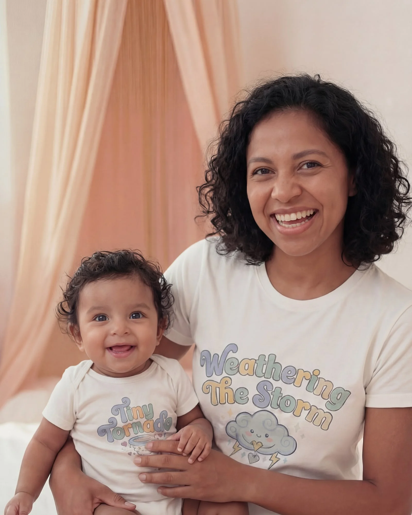 Tiny Tornado & Weathering the Storm Set worn by a parent and baby